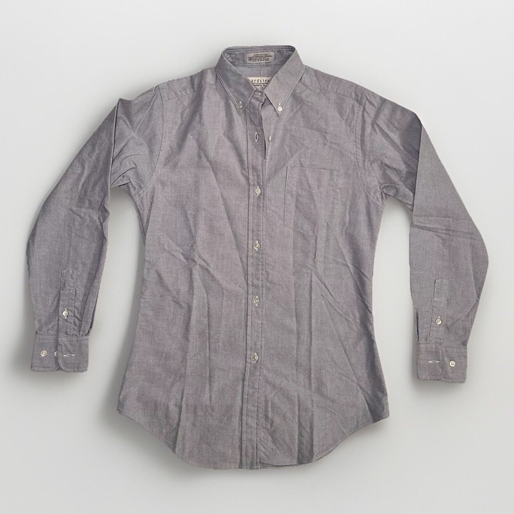 Nordstrom Tailored Clothing Womens Medium Sz8 Blue Button-up Long Sleeve Blouse